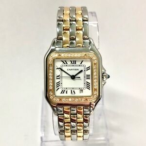 CARTIER PANTHERE 27mm 2 Row Gold 0.48TCW DIAMOND Watch
